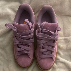 Puma Suede Platform Sneakers in Light Purple with Gum Sole